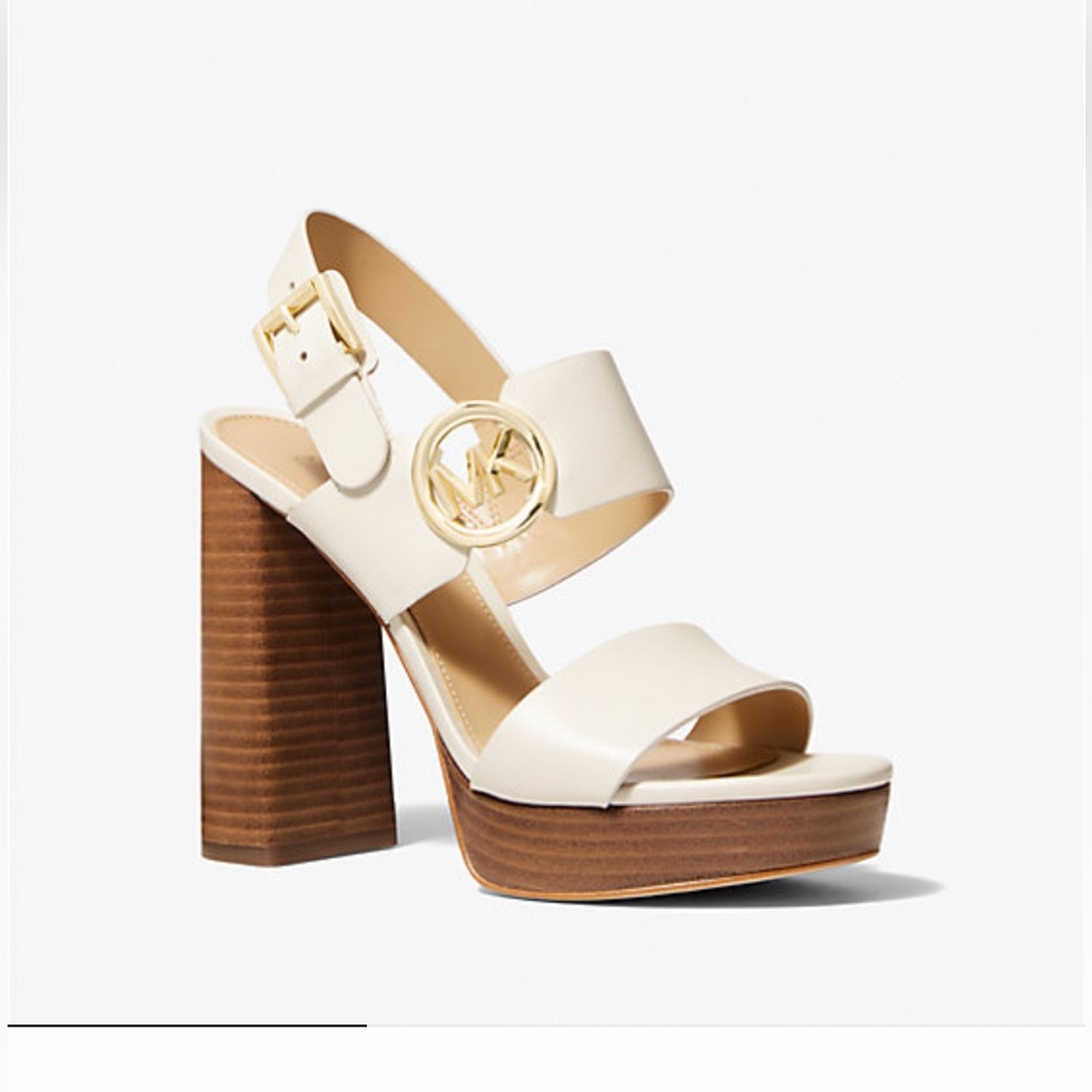Michael Kors Leather Cream Summer Platform Sandal NIB size 9 - Picture 6 of 11